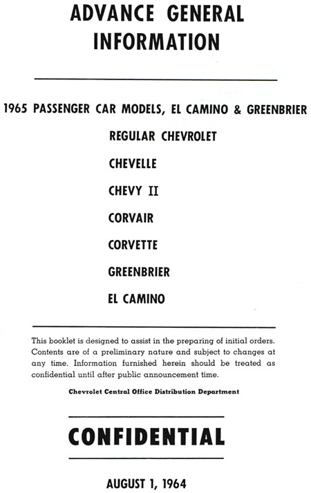 1965 Corvette Advanced General Information