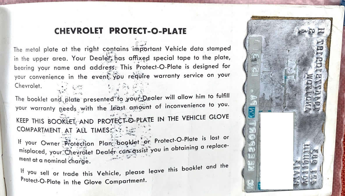 1967 Corvette Protect-O-Plate