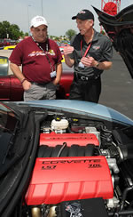 Corvette Executive Chief Engineer, Tadge Juechter (right) discusses the LS7 with the author.