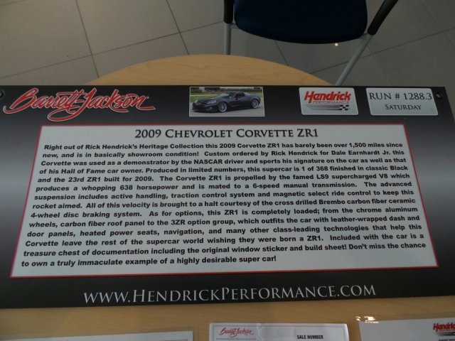 2009 Corvette ZR1 - Number 23 - Dale Earnhardt, Jr. 2009 Corvette ZR1 - Number 23 - Dale Earnhardt, Jr.