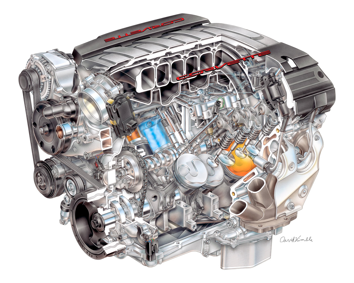 2014 Corvette LT1 Engine Cutaway by David Kimble