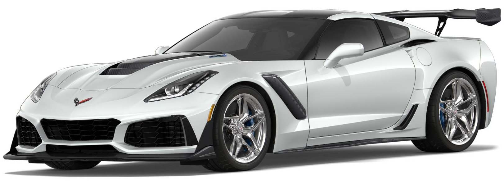 2019 Corvette ZR1 Coupe in Arctic White with the ZTK Track Performance Package and chrome wheels