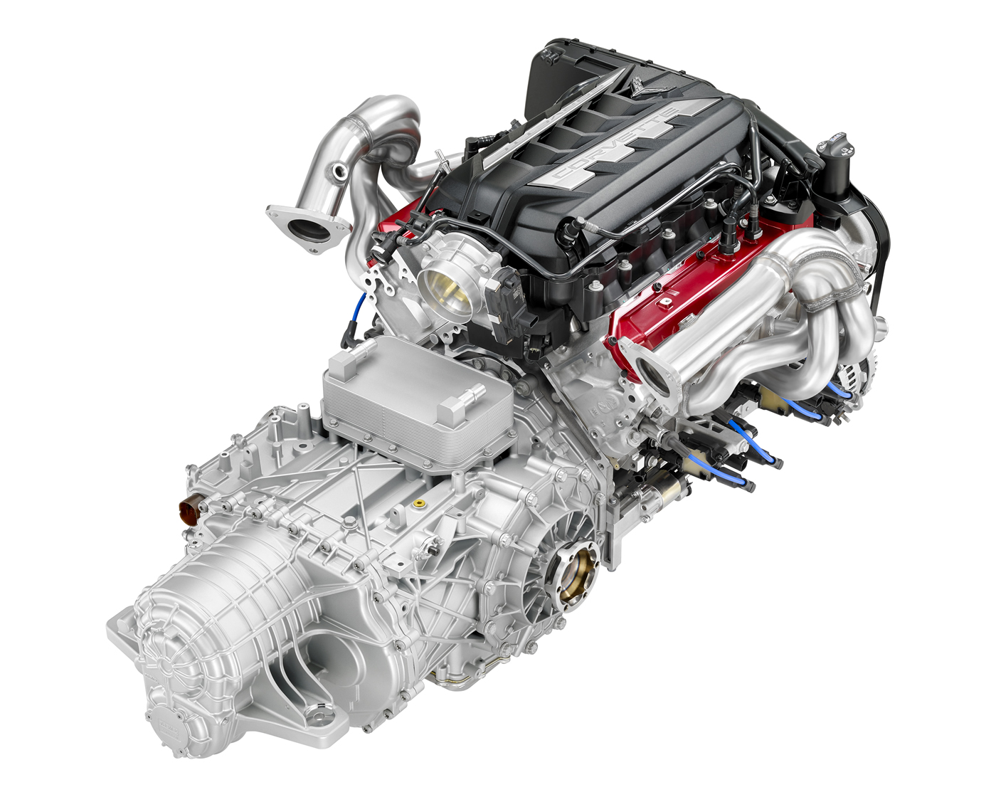 2020 Corvette Stingray's LT2 V-8 engine and dual-clutch transmission.