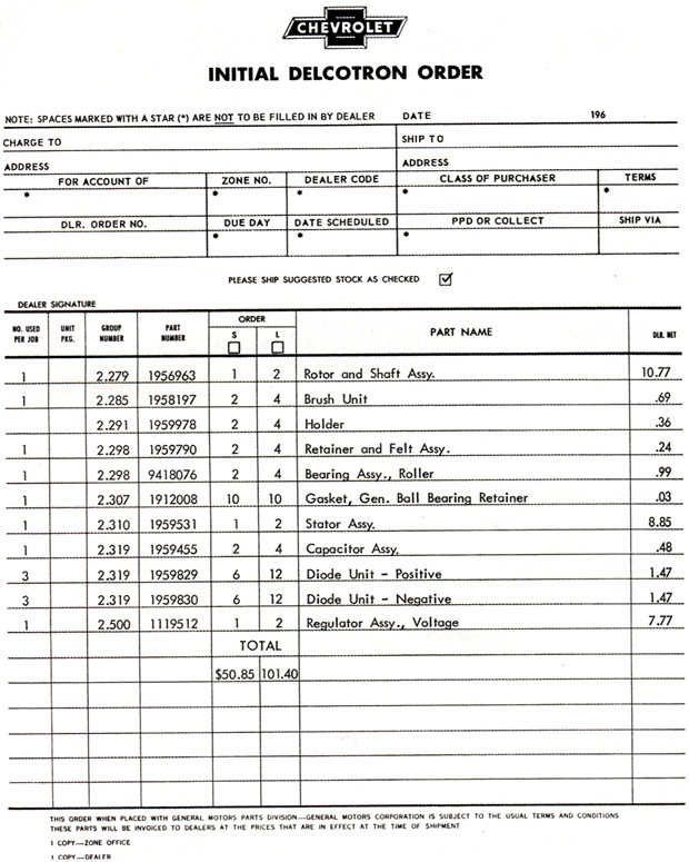 1963 Corvette Delotron Generator Part Numbers