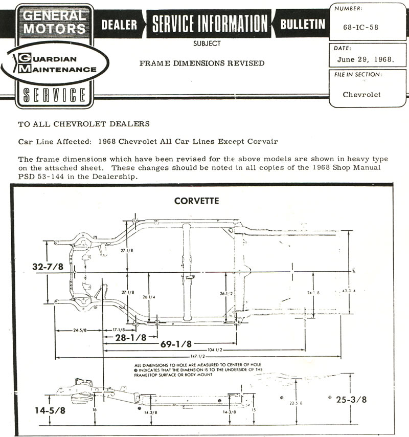 1968 Corvette - Revised frame dimensions