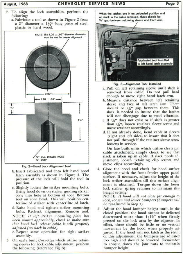 1968 Corvette Hood and Hood Lock Adjustment