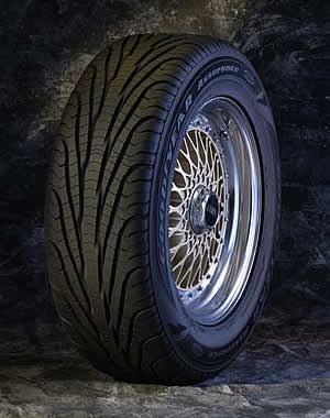 Goodyear's new Assurance. For a daily-driver tire, it looks pretty sexy—somewhat like the tires used on C5s and C6es and a lot like Goodyear's benchmark, aftermarket ultra-performance tire the F1 GS-D3.