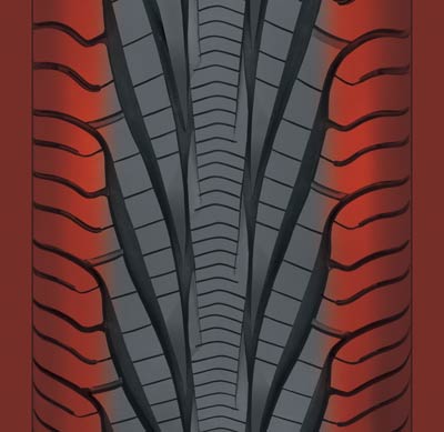 The Dry Zones have a reinforced shoulder and use a tread compound derived from that on Goodyear's F1 Supercar tires used on C5 and C6 Z06es.