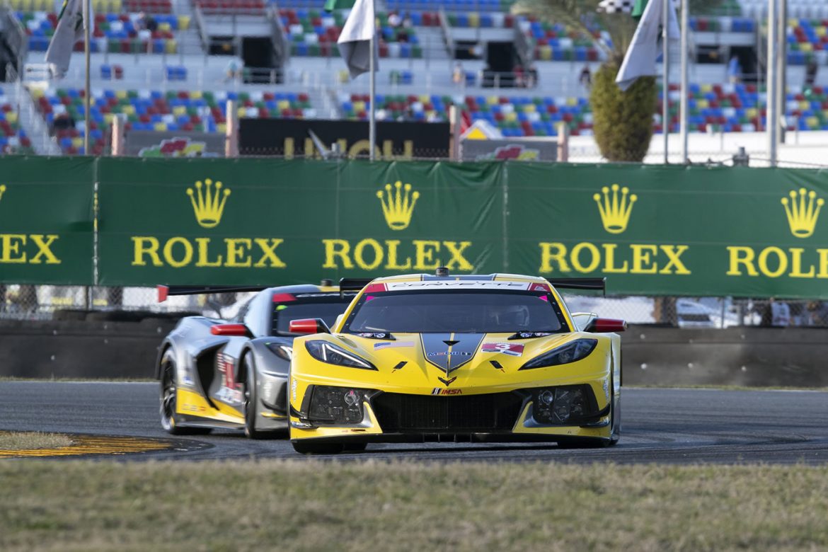 Number 3 and Number 4 Corvette C8.R win the 2021 Rolex 24 at Daytona in GTLM