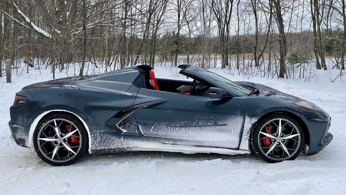 2020 Corvette Convertible in the Snow
