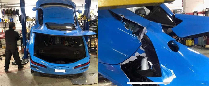 C8 Corvette Falls off Lift