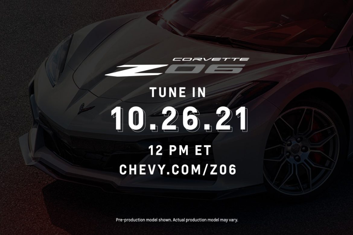 Set your watch. The worldwide reveal of the all-new 2023 Chevrolet Corvette Z06 will be shown on Oct. 26 at 12 p.m. EDT.