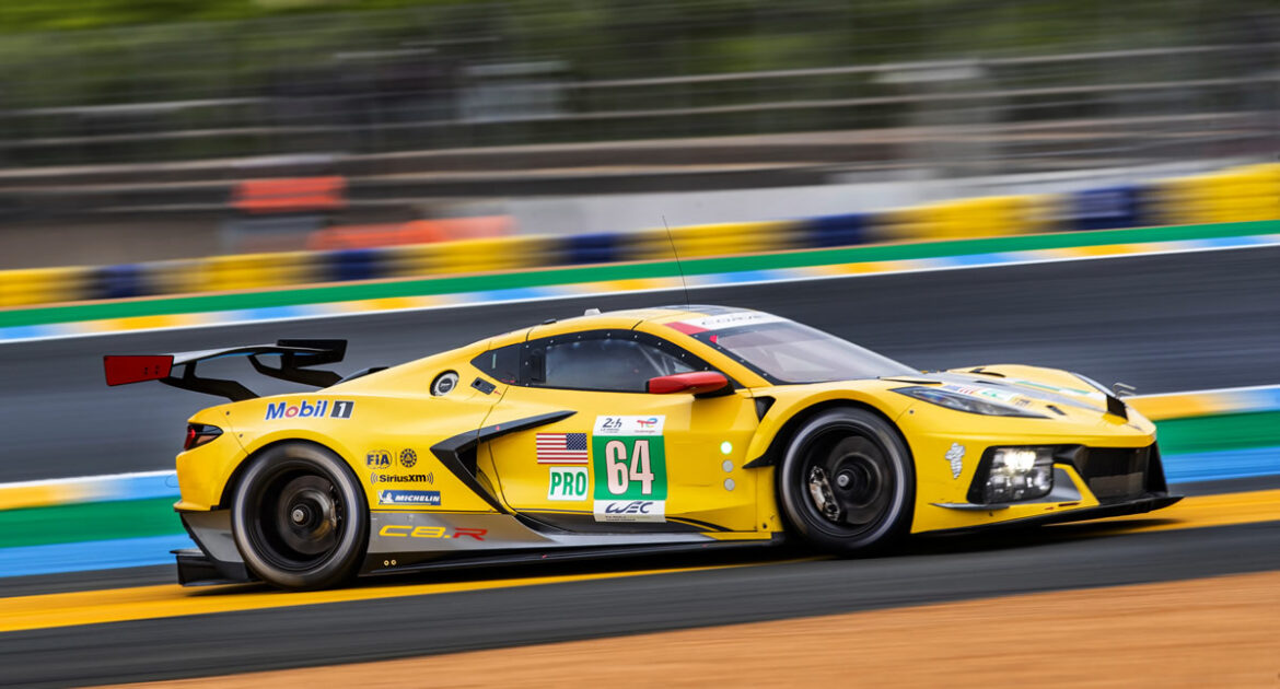 Corvette Racing’s Alexander Sims set the fastest GTE Pro time in testing Sunday ahead of next weekend’s 24 Hours of Le Mans