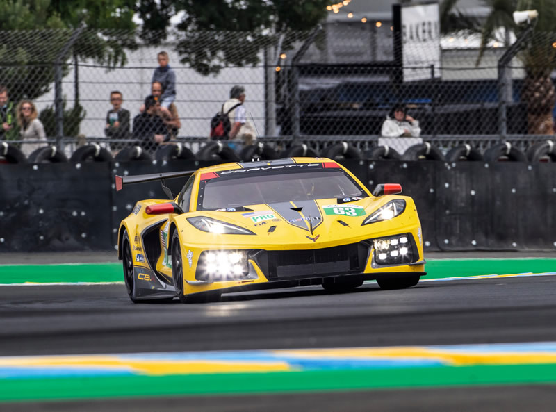 Corvette Racing’s Alexander Sims set the fastest GTE Pro time in testing Sunday ahead of next weekend’s 24 Hours of Le Mans